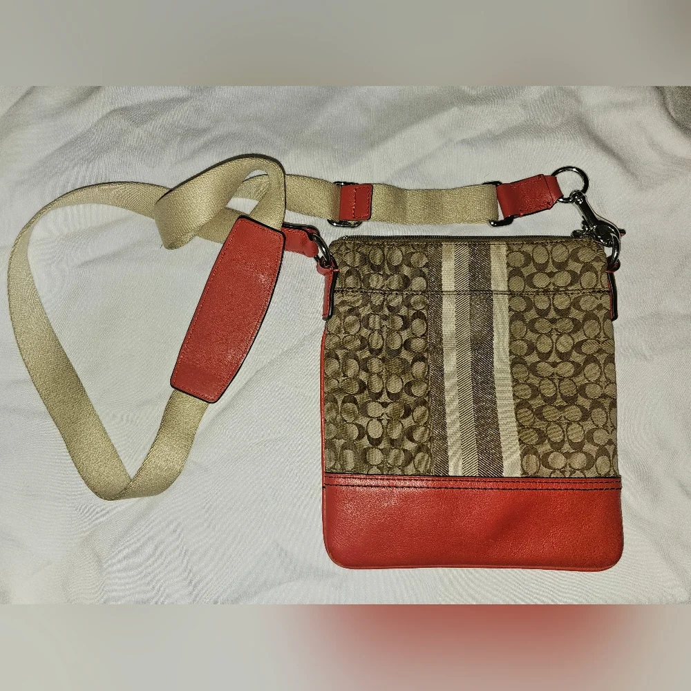 Coach Y2K Signature C Logo Crossbody Bag Orange And Tan